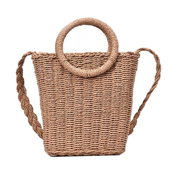 

handmade handbag straw bag crossbody woven bag beach khaki