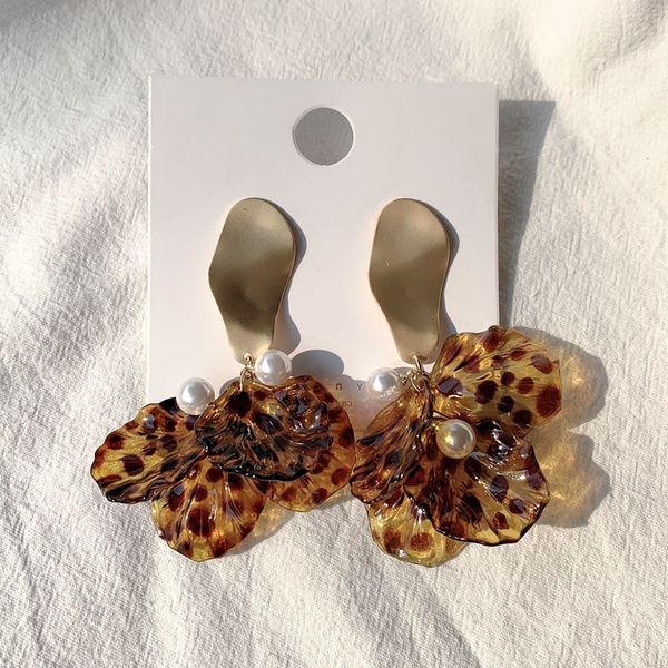 

fashion acrylic leopard leaf pearl women's earring for autumn winter charm jewelry women earrings ear, Silver