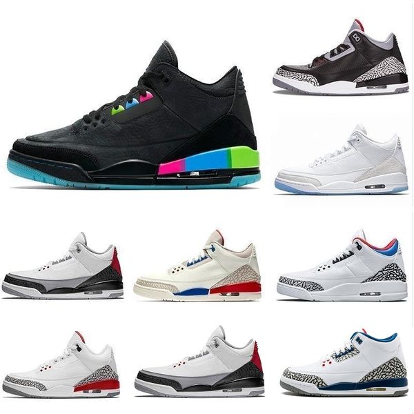 

with box high quantity 3 black white cement basketball shoes air tinker sport blue wolf grey hurricane red j3 retro sneakers 3s trainers