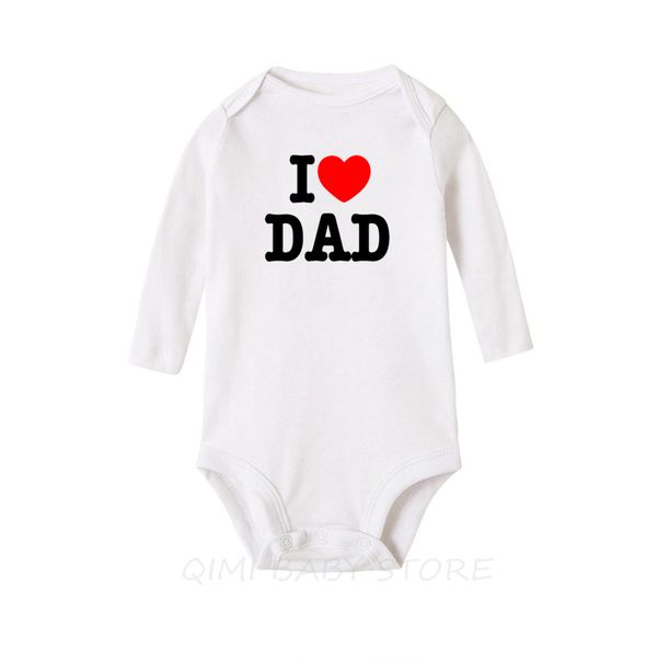 

i love mom/dad print infant toddler baby girl boy romper jumpsuit clothes shirt cotton long sleeve baby body clothes, White