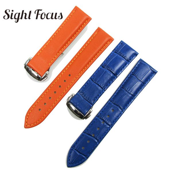 

orange blue calf skin leather watch band for 19mm 20mm strap leather women men watchbands bracelet montre reloj, Black;brown