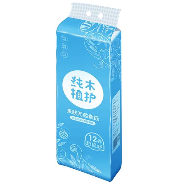 

plant protection coreless roll paper 12 rolls / lift 4 layers thick wood pulp toilet paper toilet paper angel soft