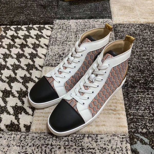 

selling patent leather casual shoes brands designer red bottom men and women high-sneakers chaussures homme with box, Black