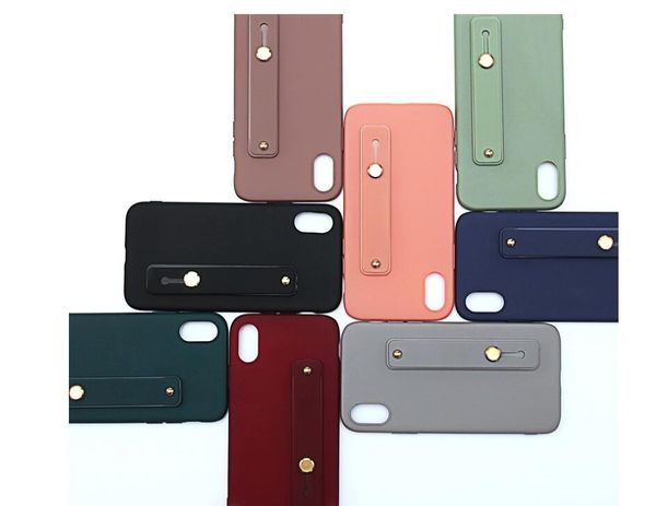 Casos de telefone celular iphonexsma auto-adesivo pulseira shell material cor sólido para a capa protetora da Apple 12