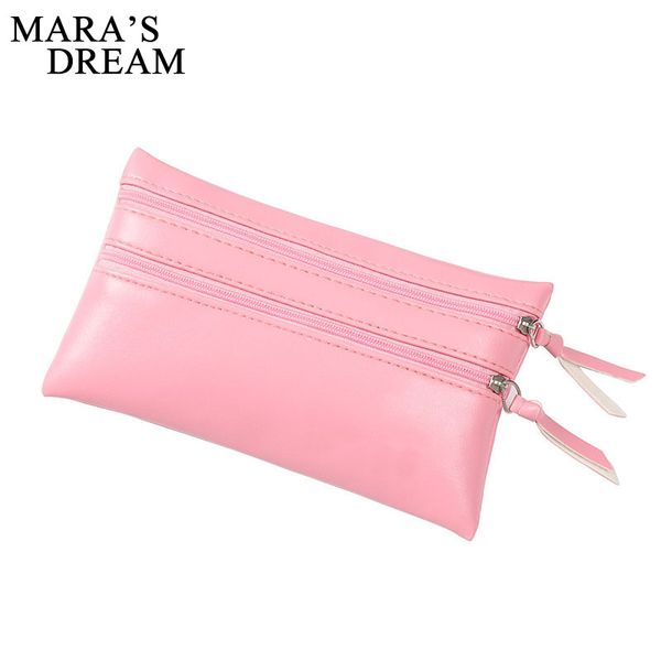 

mara's dream women cosmetic cases portable mini double zipper pu leather women cosmetic bag casual multifunction wash bag