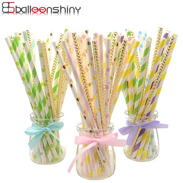 

balleenshiny 25pcs/set disposable creative paper straws valentine day party wedding juice beverage drinking tools decoration