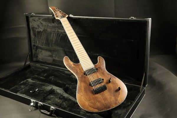 

Free shipping spalted maple top neck through body 8 string electric guitar quality guitarra guitars