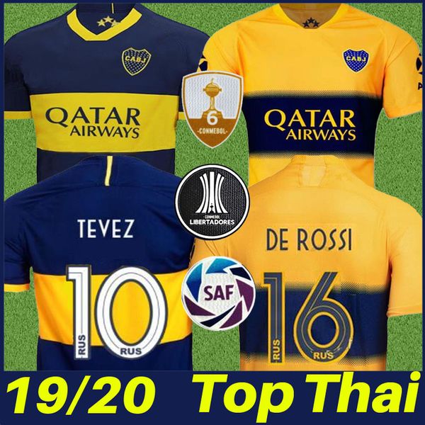 

19/20 boca juniors soccer jersey blue home nandez tevez de rossi football shirts yellow away abila benedetto pavon camisa boca juniors 2019, Black;yellow