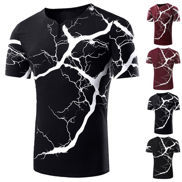 

mens designer t shirt lightning print short sleeved crew neck casual sports mens tshirt fashion male tees, White;black