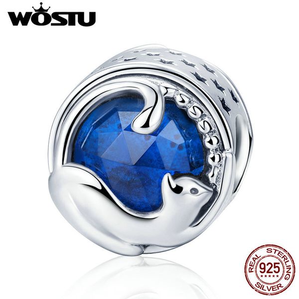 

wostu аутентичные 925 sterling silver игра китти cat pet fit beads оригинальный diy браслет марка подарка ювелирных изделий cqc708, Blue;slivery