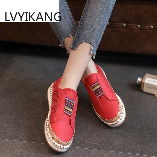 

2020 sneakers women shoes slip on hollow out women's flats ladies loafers casual woman vulcanized shoes sewing female fashion, Black
