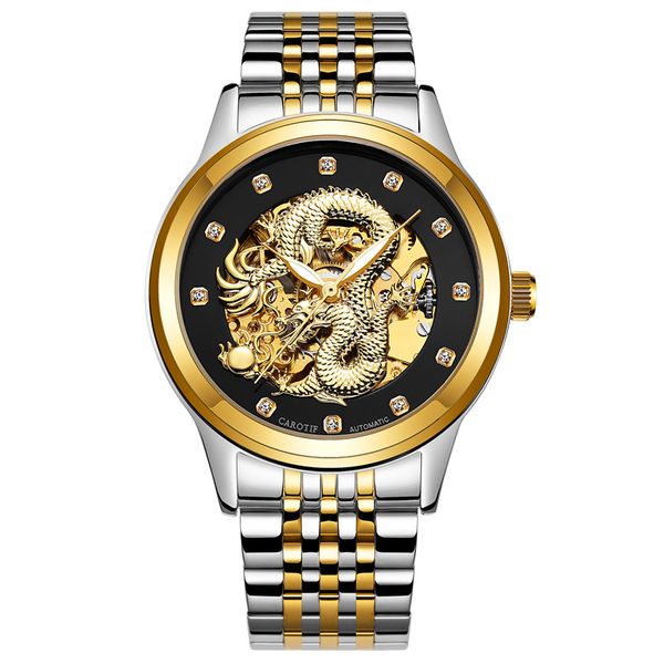 

carotif card luo difu automatic jin longbiao watch men watch waterproof luminous mechanical watches, Slivery;brown