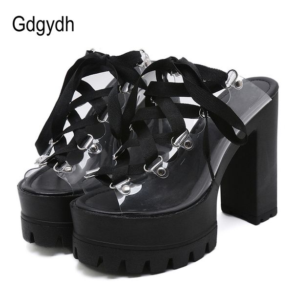 

gdgydh transparent pvc shoes on summer open toe ladies pumps high heels slingbacks 2019 new arrival female footwear sale, Black;white
