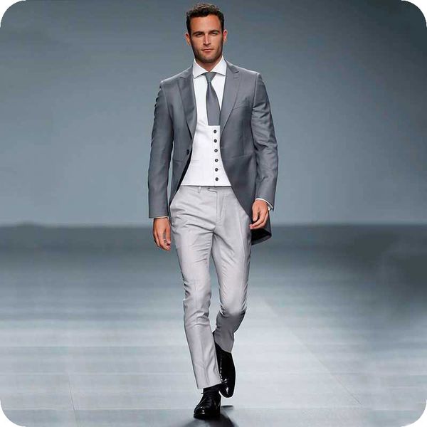 

vintage grey men suits for wedding man blazer groom tuxedo 3piece wide peaked lapel classic fit male outfit latest designs costume homme, Black;gray