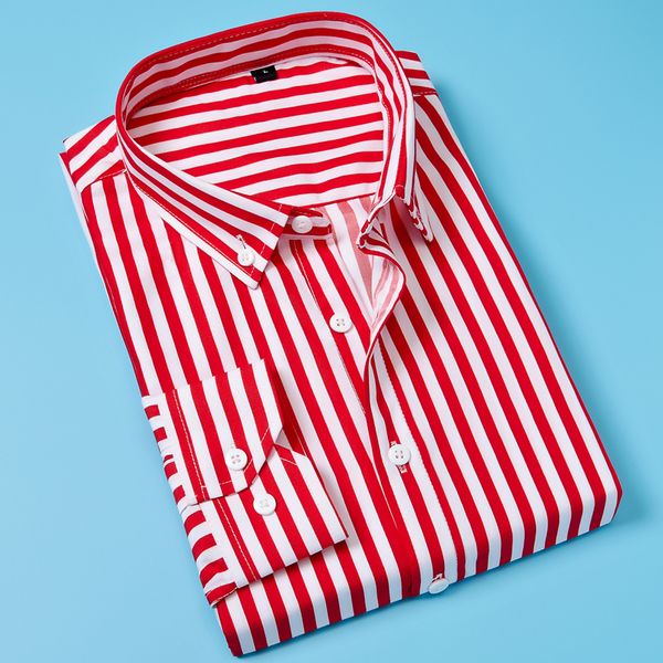 

striped shirt men shirt business casual long sleeve men big size fashion youth slim, White;black