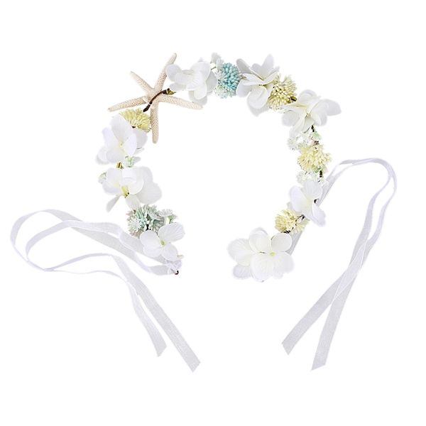 

sweet bridal wreath simulation head flower hair strap headdress starfish hair accessories dress accessories, Golden;white