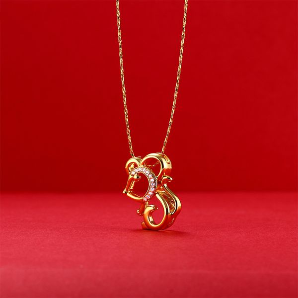 

2020 new year mouse pendant 18k gold plated female pendant, Silver