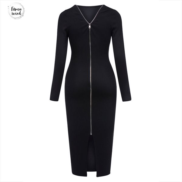 

линия весна платье женского клуб backless zipper офис сексуальный дизайнер одежда трикотажная партия зима осенью bodycon дама черное платье, Black;gray