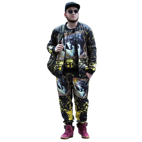 

new fashion luxury tracksuit sets for floral pattern running clothes sportswear sports suit men's jacket+pants sets plus size l-7xl 2pc, Gray