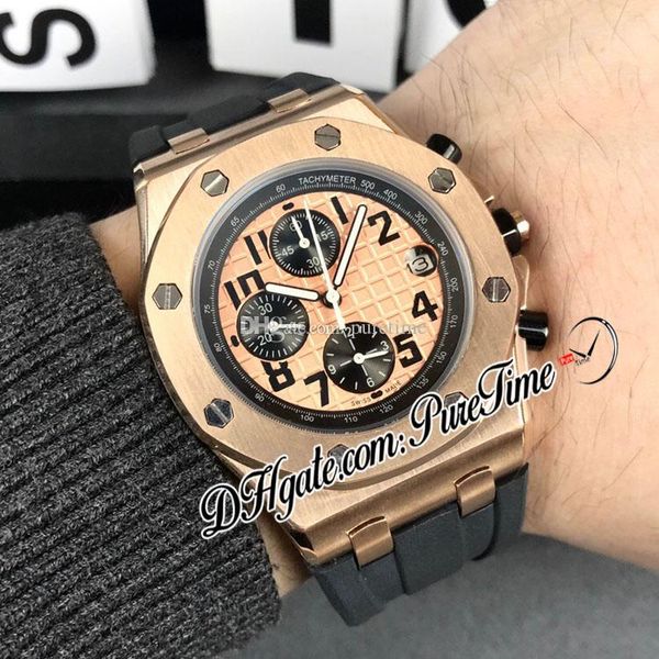 

royal 26470 miyota кварцевый хронограф мужские часы розовое золото черный inner золото текстуры циферблат черный арабский маркеры rubber нов, Slivery;brown