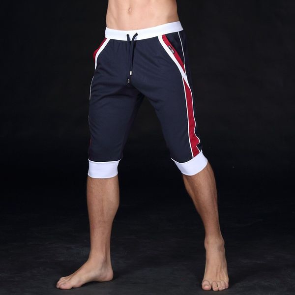 

fashion 2019 outdoor summer sport running drawstring slim stretch bermuda swimwear beach mens quick dry board capri pants men, Black