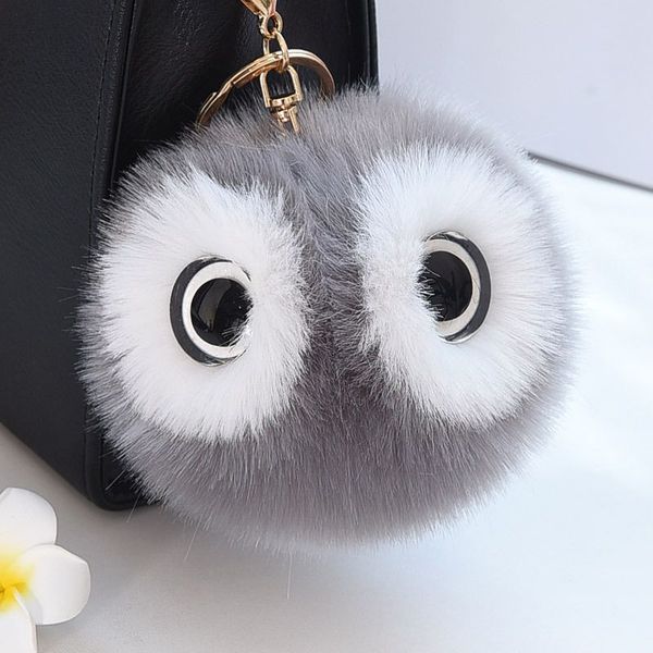 New Creative Big Eyes Fluffy Rabbit Fur Ball Key Chain Cute
