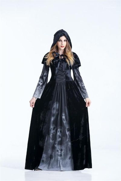 

fashion designer theme costume witch vampire long dresses hat hooded costumes casual apparel halloween princess womens, Black;red