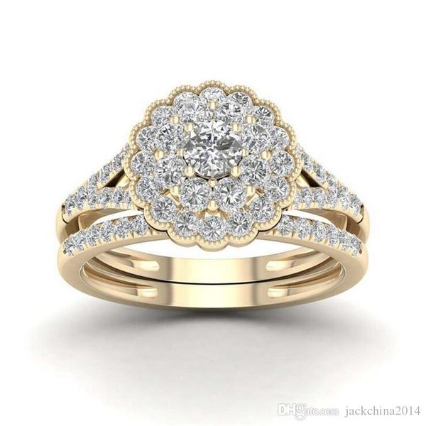 

choucong new arrival vintage jewelry couple rings 925 sterling silver&gold fill 5a cubic zircon promise popular women ring gift, Slivery;golden