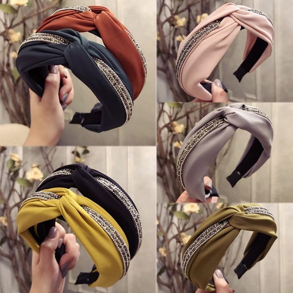 

headband graceful new high grade cloth cross rhinestone hairbands hoop headband hair accessries 7 colors wide party 1pc crystal
