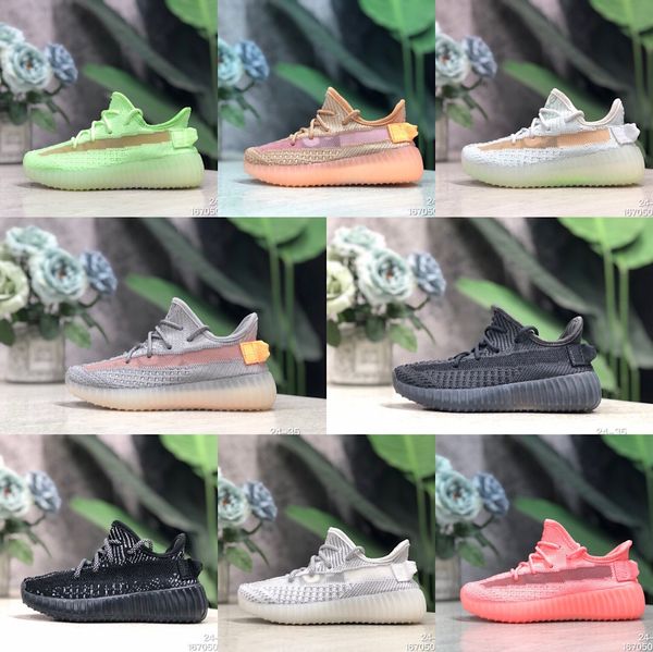 

new baby kids shoes clay v2 sply running shoes 3m reflective boy girl kanye west beluga 2.0 sneakers toddler trainer children athletic shoes, Black