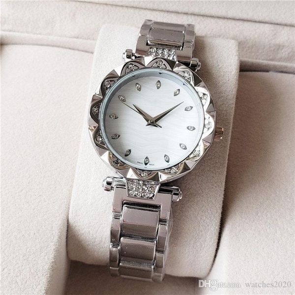 

fashion womens flower watch wave pattern planet ocean watch female designer watches gold stainless watchband 33mm size diamond wristwatch, Slivery;brown