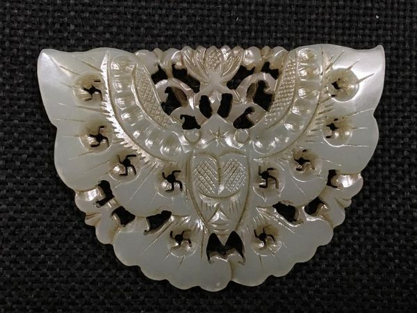 

ming and qing dynasty antique jade collection xinjiang natural old hetian jade pendant ancient wind butterfly penda hp12#, Silver