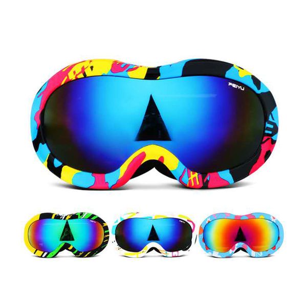 

3-13 years kids outdoor sports ski glasses double anti-fog and uv protection mountaineering snowmobile skiing snowboard goggles