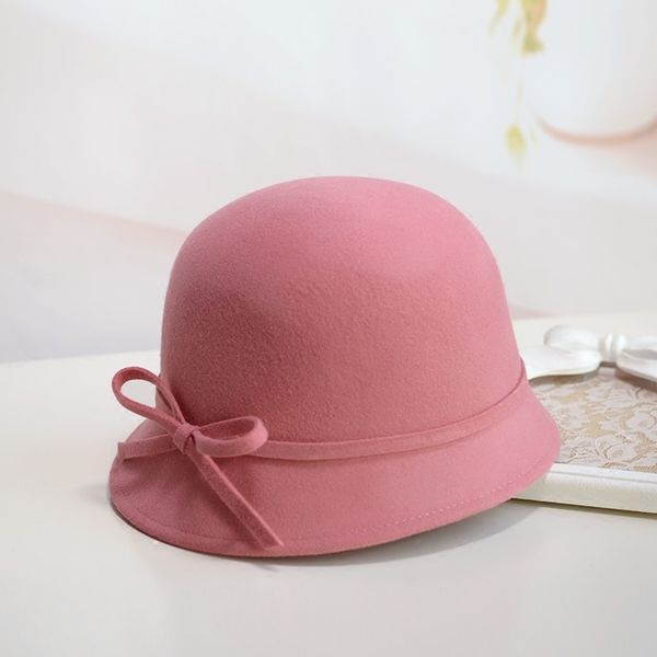 

lady party formal short brim bowknot cloche hats women asymmetric 100% wool felt hats 5 colors, Blue;gray