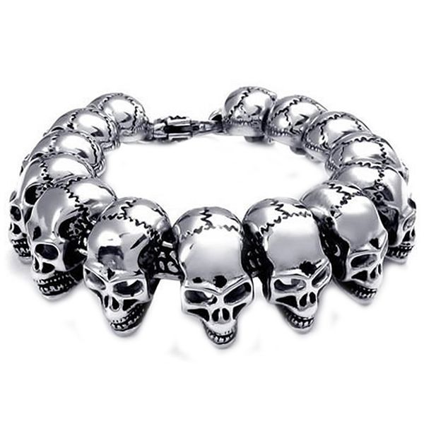 

personalized stainless steel bracelet men's stainless steel skull bracelet jewelry men's bracelet skull gothic, black silver, Golden;silver
