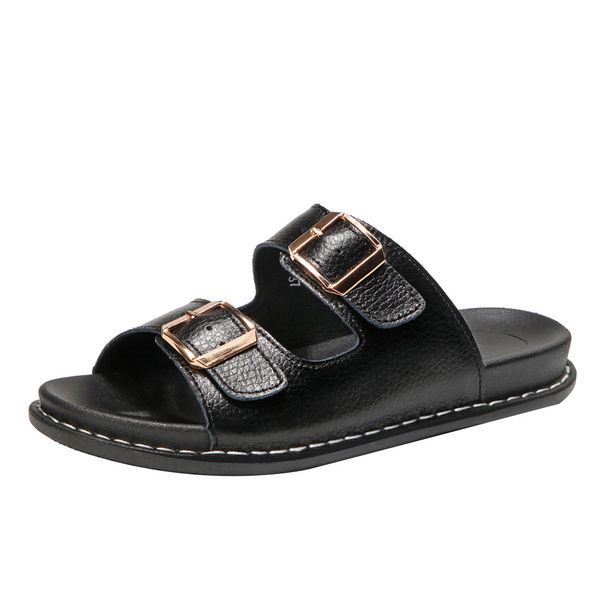 

nice 2121 summer style shoes woman sandals cork sandal good quality zapatos mujer open toe leather casual slippers, Black