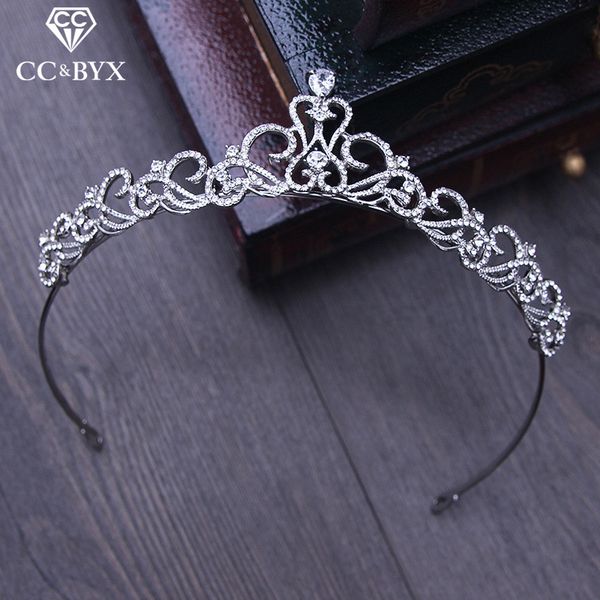 

cc tiaras and crowns hairband simple design princess crystal wedding hair accessories for bridal party engagement jewelry hg135, Golden;white