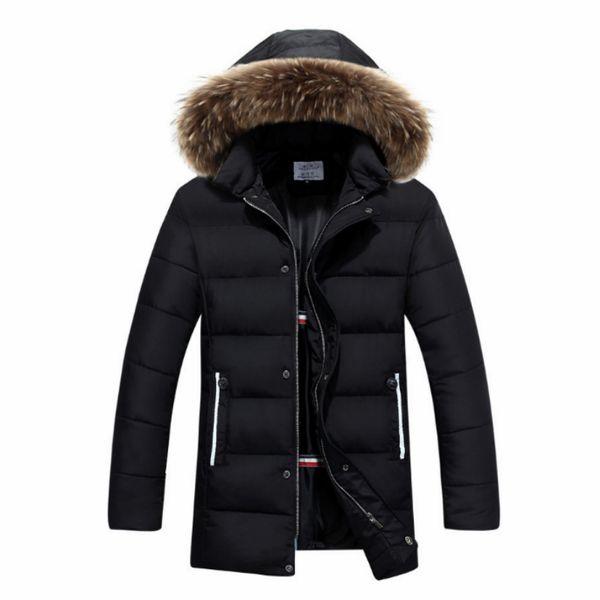 

2019 men's medium length coat cotton parka european american outerwear loose cotton clothing male jacket parka winter keep warm, Tan;black