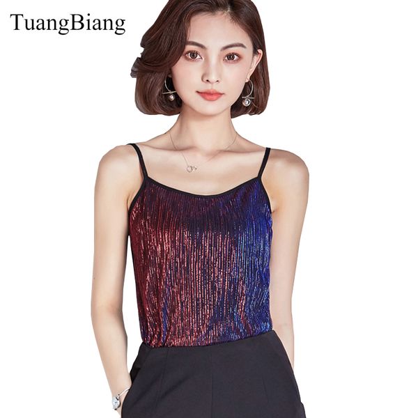

tuangbiang 2018 women summer crop club camis bright silk pink sleeveless tanks feminino red slim roupas vest blusas, White