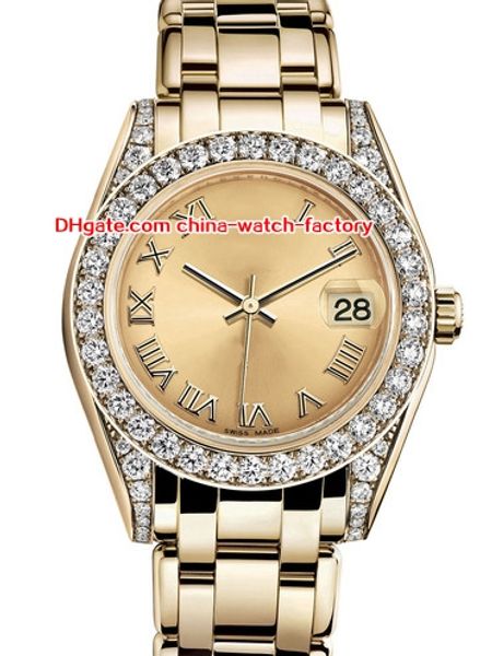 

12 tyle top elling 31mm 36mm pearlma ter dateju t 81298 diamond bezel 18k yellow gold automatic ladie watch women 039 watche