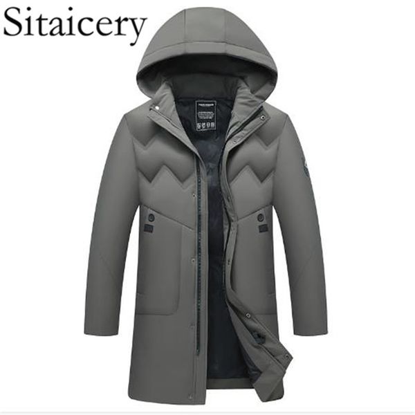 

sitaicery 2019 men's down jacket winter coat duck padding casual jacket warm snow outerwear coat parka for husband son wholesale, Tan;black