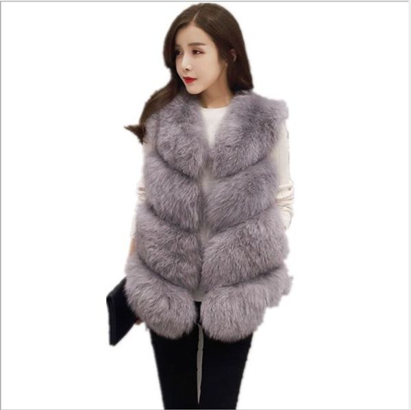 

s-6xl 2019 autumn winter thick manteau femme hiver faux fur vest women v-neck mink female faux fur vest waistcoat fw139, Black