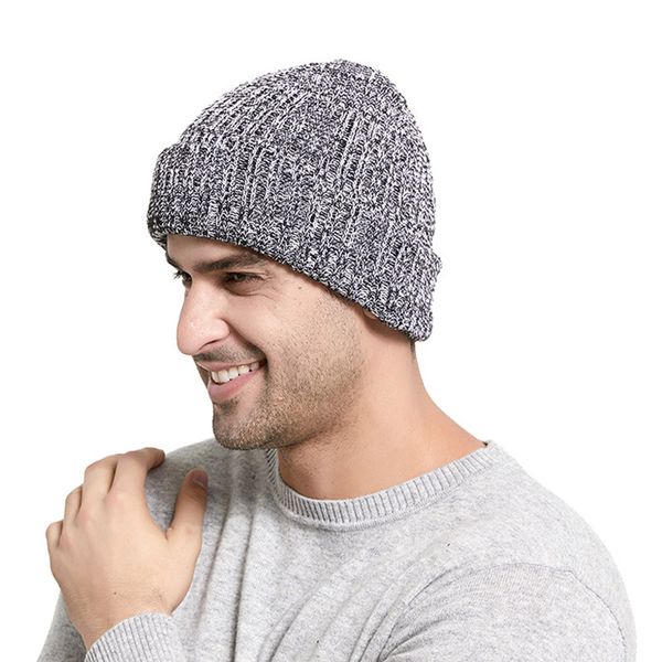 

2019 men koop winter casual hip hop mutsen mannen gebreide motorkap hoeden voor mannen crochet warm cap beanie hat, Black;white