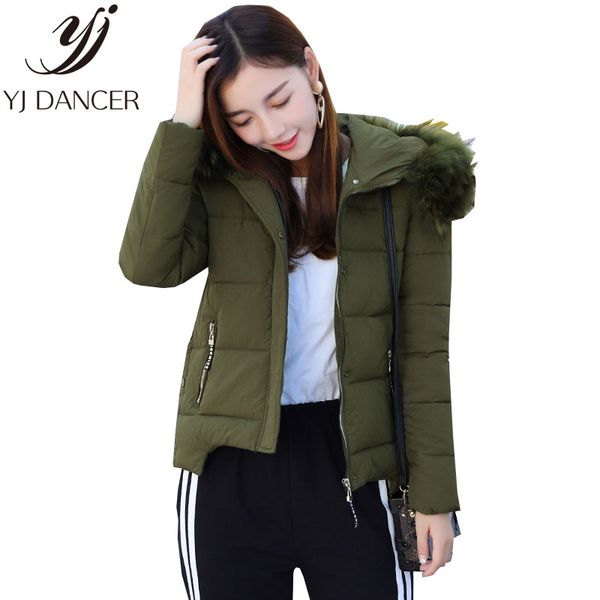 

2018 winter long sleeve loose female warm coat casual thicken hooded fur collar clothes europe america women's clothing css137, Black