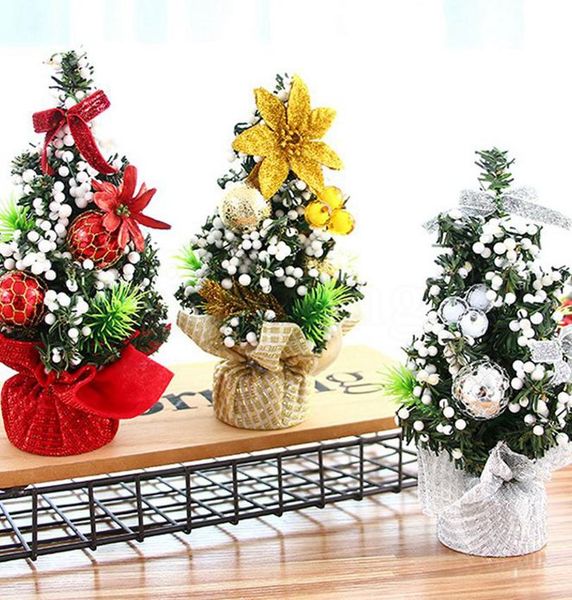 

3colors mini christmas gift tree desk table decoration lovely xmas home party decor 20cm home xmas trees fa3253