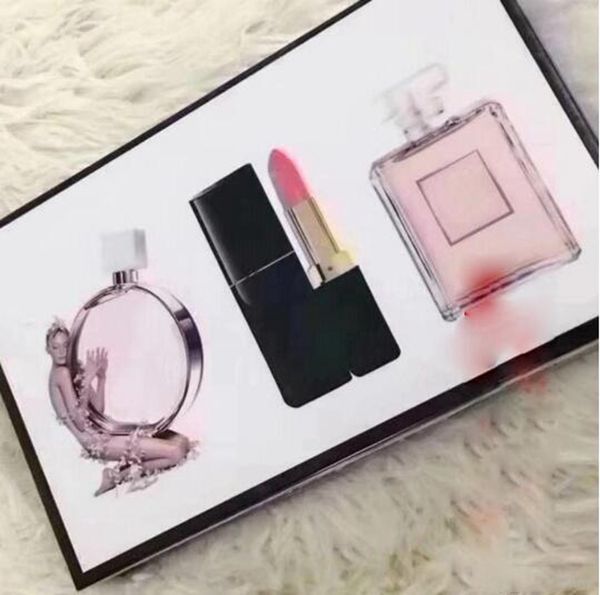 

New brand makeup et collection matte lip tick perfume 3 in 1 co metic kit with gift box