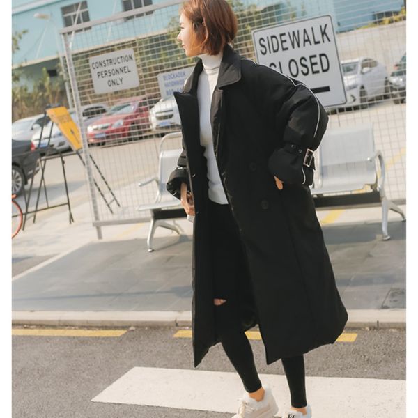 

women winter sashes pockets zipper drop shoulder hooded outerwear female loose casual fashion comfortable striped coats zx1258, Black