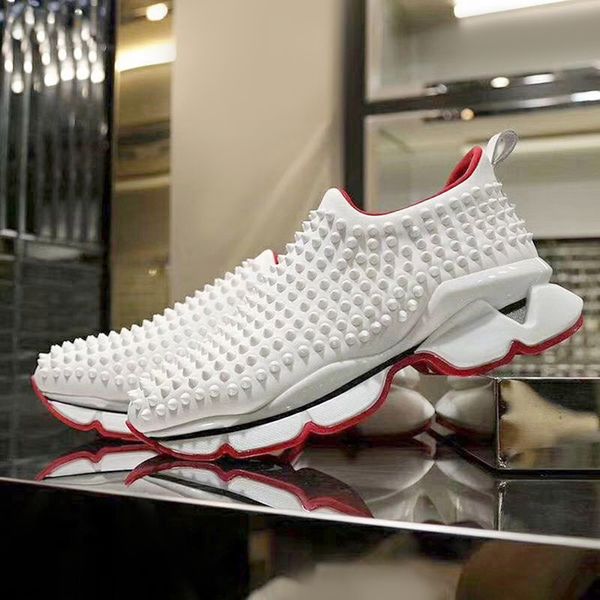 

sports shoeschanel 2020 trend white british studded spikes flats casual shoes shoes luxury mens womens party lovers leather sneakers, Black