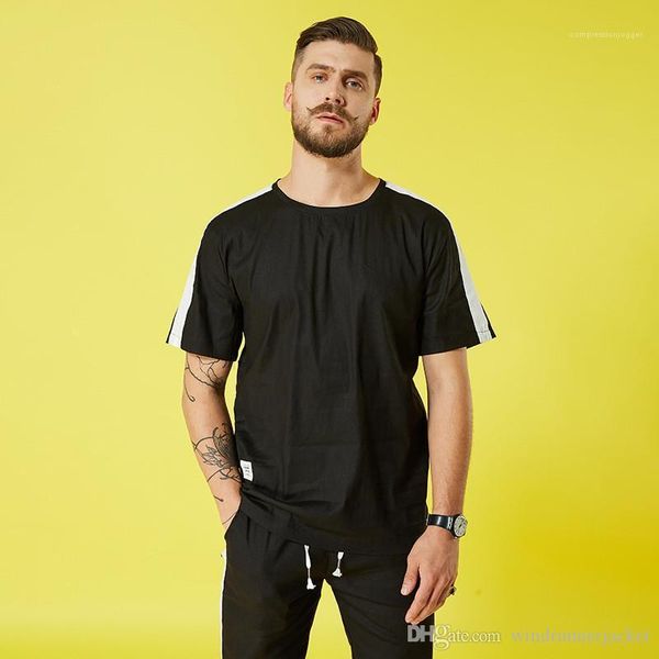 

designer tshirts fashion linen short sleeve crew neck loose tshirt mens designer tshirt plus size mens, White;black