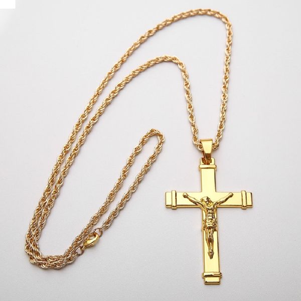 

мода мужчины hip hop rap gold jewelry крест иисуса подвеска проектировщик ожерелье 70см длинные цепи нержавеющей стали mens ожерелье подарко, Silver